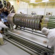 Workers assembling the ATLAS SemiConductor Tracker